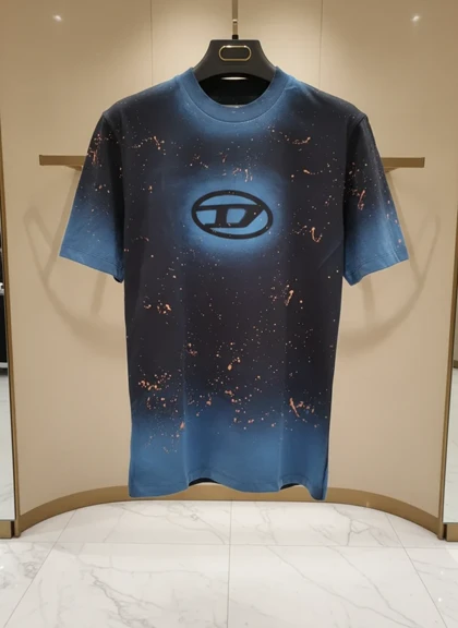 تیشرت کاستوم شده دیزل آبی مردانه نخ پنبه 409