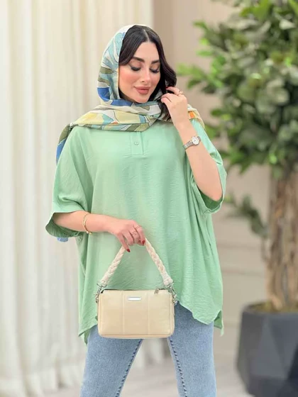 مانتو پانچ یقه دو دکمه