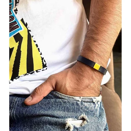 دستبند نقره چرم مکعب