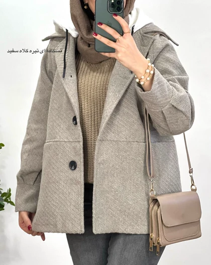 پالتو آستردار کلاهدار رز با ارسال رایگان