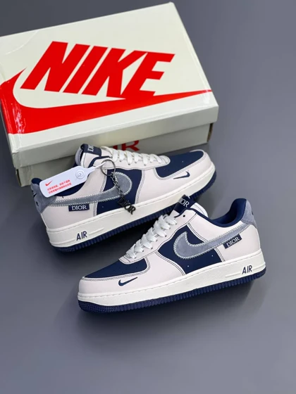 کتانی نایک ایر فورس وان دیور سورمه ای Nike Air Force 1 Dior Navy
