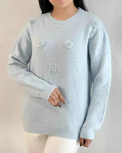 پلیور بافت گل برجسته کد 5396