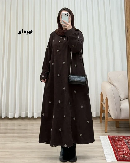 کفتان زنانه تمام گلدوزی مدل برگ
