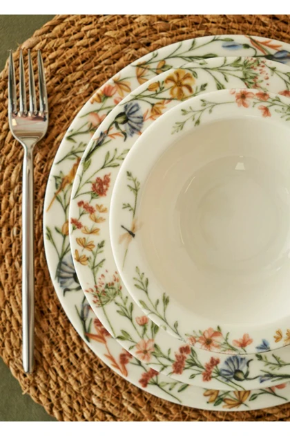 سرویس غذاخوری 12 نفره Bella Maison مدل Flores چینی - چندرنگ