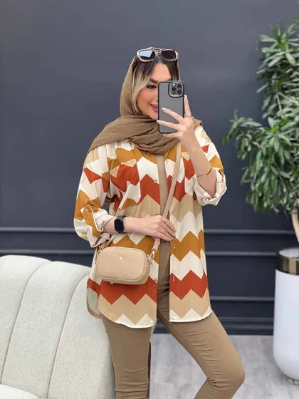 شومیز دو جیب طرح دار