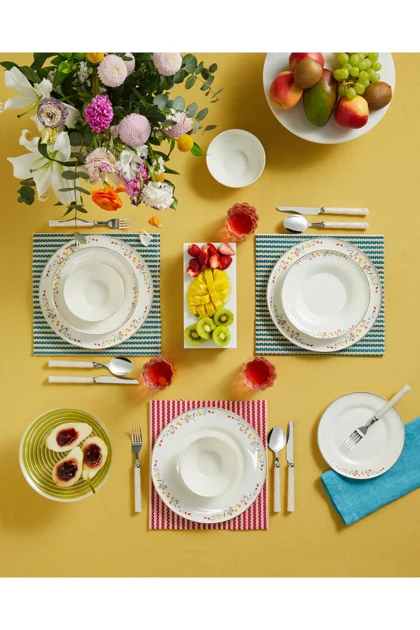 سرویس غذاخوری 6 نفره English Home مدل Floral Symphony چینی استخوانی - چندرنگ