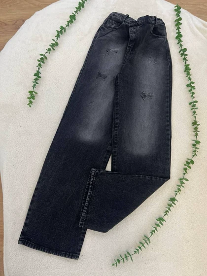 شلوار جین نیم بگ نینا (ذغالی)