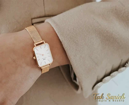 ساعت دنیل ولینگتون زنانه مستطیلی رزگلد سفید DW-3869-L