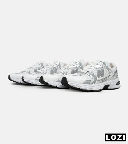 کفش کتانی مردانه و زنانه سفید طوسی نقره ای NEW BALANCE 530