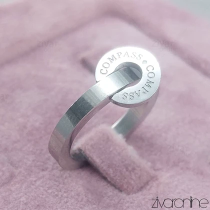 انگشتر زنانه با آویز کامپس نقره ای 30157