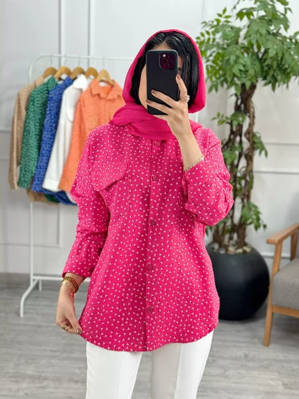 شومیز مانتویی گلی