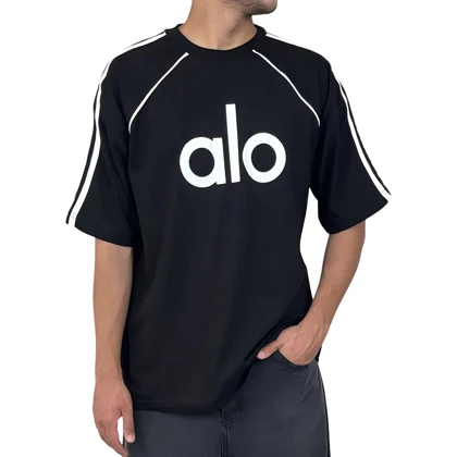 تیشرت آستین کوتاه مردانه مشکی طرح alo