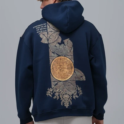 هودی مدل نوشته realistic برند SAW رنگ سرمه ای 141