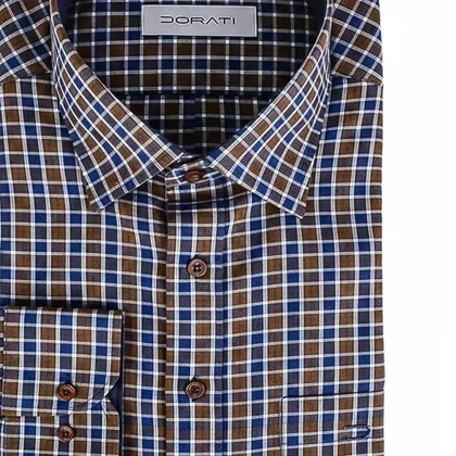 پیراهن مردانه رسمی چهارخونه آبی C30