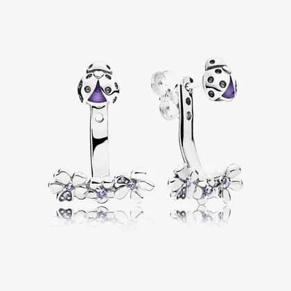 گوشواره میخی کفشدوزک و گل پاندورا
