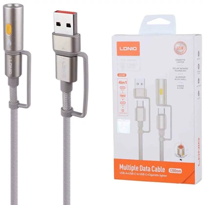 کابل چندسر تایپ سی فندک دار الدنیو مدل Lc18 توان 65 وات 1.2 متر
