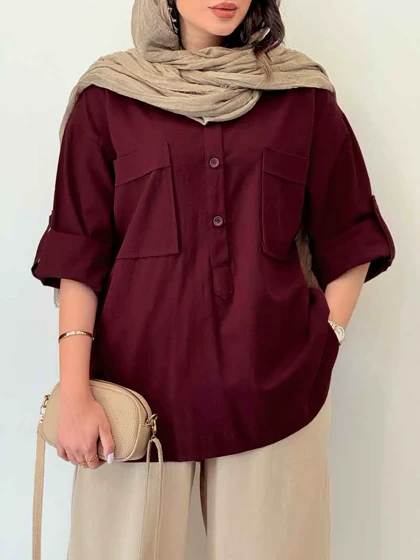 مانتو سه دکمه آستین پاگن
