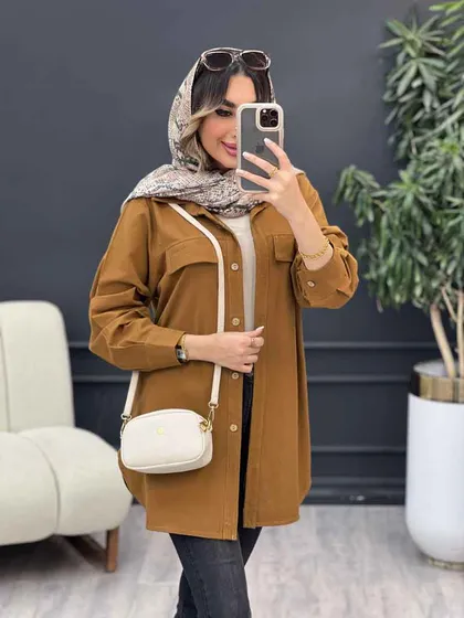 مانتو جیب نما بغل سه دکمه