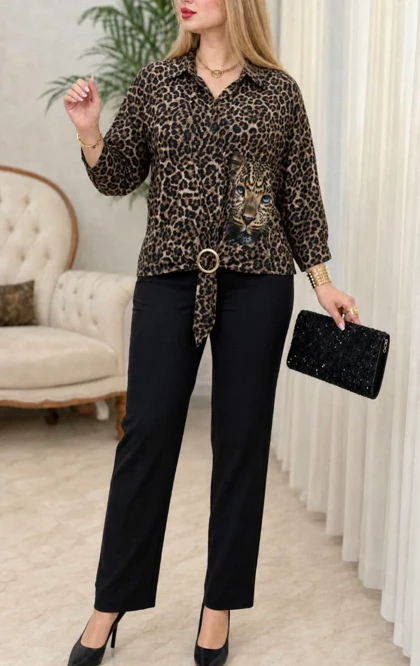 شومیز مجلسی پلنگی ساناز