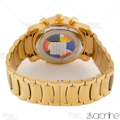 ساعت بولگاری مردانه سه موتوره طلایی صفحه مشکی 103886