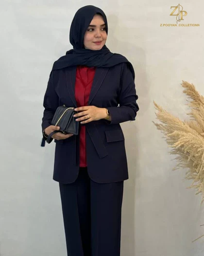 کت و شلوار زنانه مجلسی شیک کرپ کوک دوزی روسینی