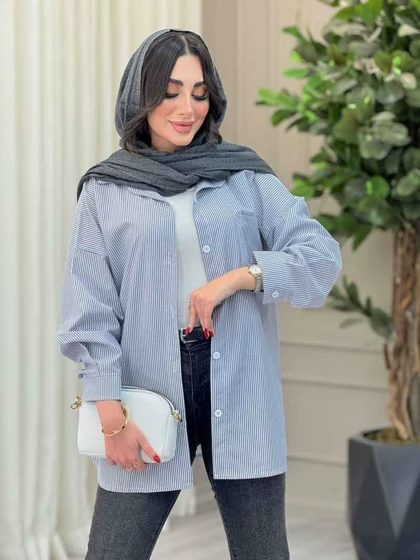 مانتو راه راه تک جیب مهلا