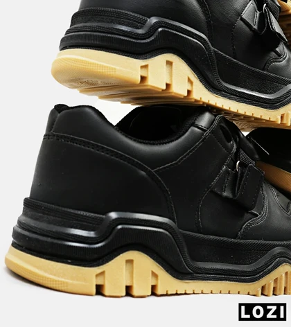 کفش کتانی بگ دار مردانه و زنانه مشکی کرم BERSHKA مدل 4846