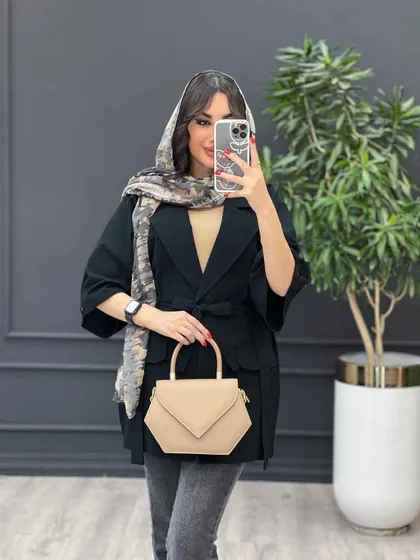 مانتو لینن آستین کیمینو کمردار