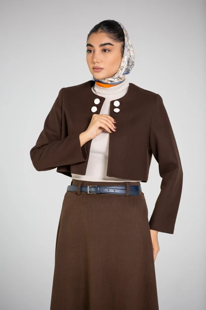 پالتو کت کراپ یقه گرد