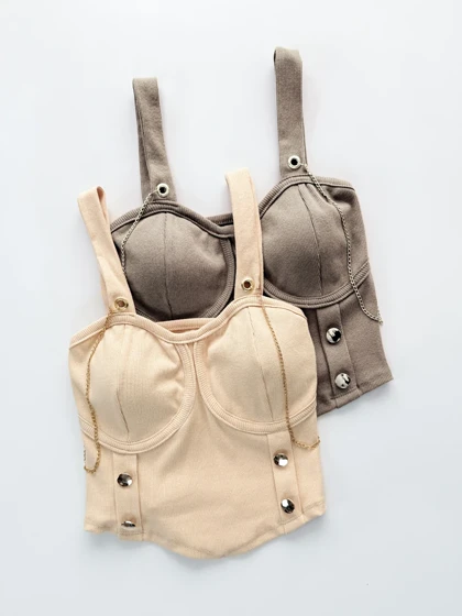 کراپ تاپ کبریتی کاپ‌دار زنجیر دار