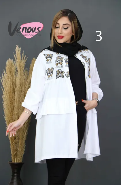 مانتو پوپلین بالا طرحدار