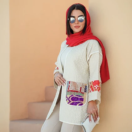 کت دخترانه مدل ژاکارد نوار اوریب کوک دوزی