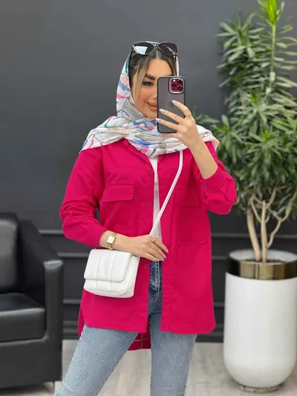مانتو آستین برش‌دار دو جیب