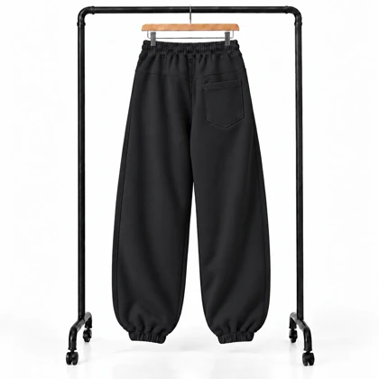 شلوار جاگر بگ مشکی دمپا کشی گرم بالا مناسب استایل خیابانی