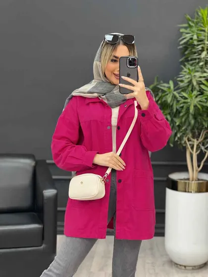 مانتو کتان دو جیب پایین