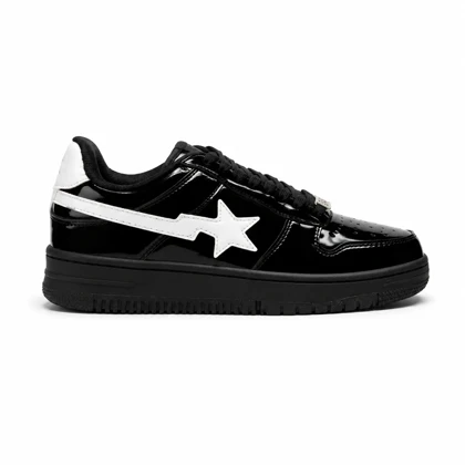 کفش کتانی ونس مدل BAPE STA مشکی سفید ورنی 295697