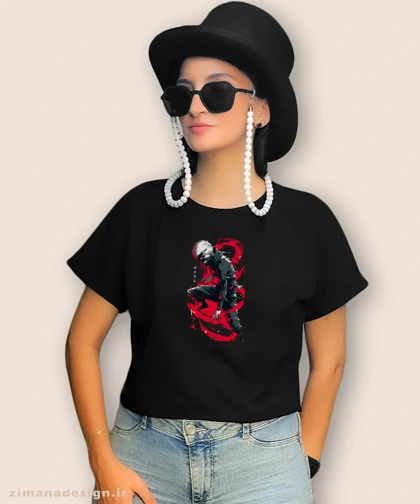 کراپ زنانه طرح توکیو غول شخصیت کانکی کد 956