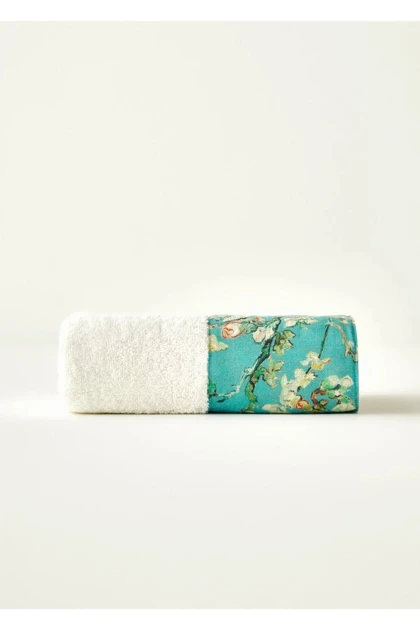 حوله صورت Bella Maison مدل Van Gogh Almond Blossom پنبه‌ای - فیروزه‌ای