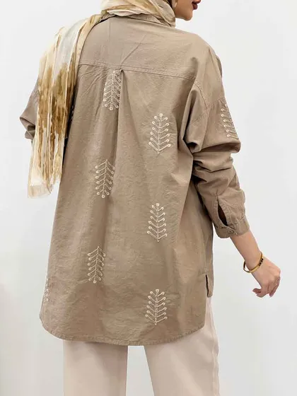 شومیز لینن گندم