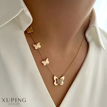 گردنبند ظریف پروانه ژوپینگ نگین‌دار با طراحی خاص و جذاب Xuping