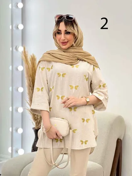 مانتو لینن نچرال آستین دوبل