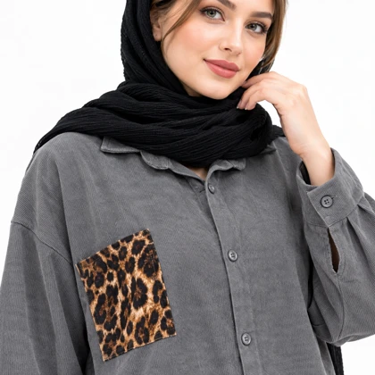 ست مانتو و شلوار زنانه مخمل کبریتی پلنگی کد 184
