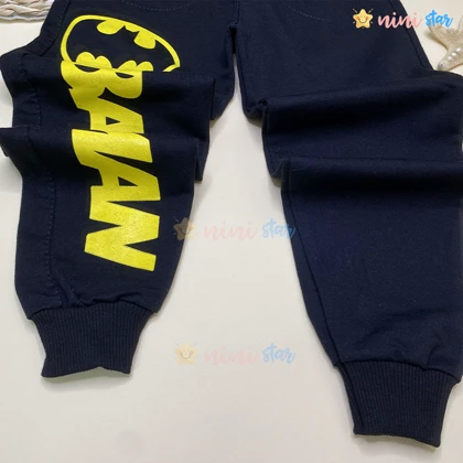 ست سه تکه سویشرت و تیشرت و شلوار BATMAN زرد