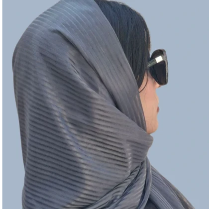 شال زنانه راه راه طوسی شیک ومجلسی