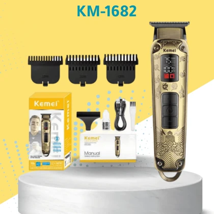 ماشین اصلاح موی صورت مردانه با نمایشگر دیجیتال و تیغه T کیمی مدل KM-1682