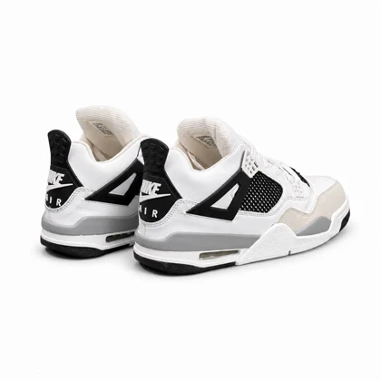 کتانی سایز بزرگ پا مردانه مدل جردن 4سفید مشکی JORDAN 4
