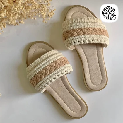 صندل زنانه مکرومه بافی مدل نیلا