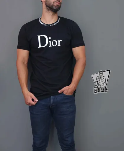 تیشرت مشکی یقه چاپ DIOR