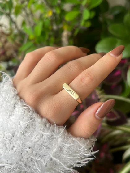 انگشتر تکست کلمه آبکاری نقره طلایی