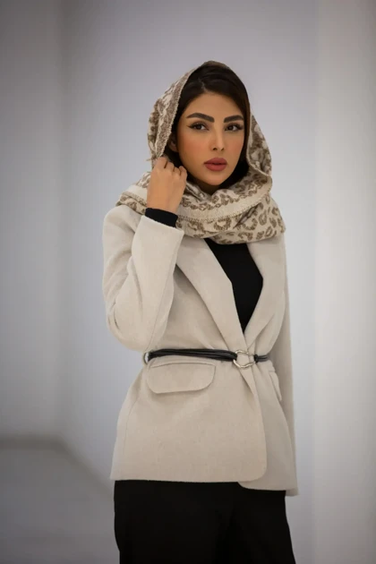 کت موهر جیب نما کمربند گره‌ای